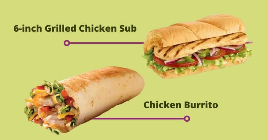 6-inch grilled chicken sub vs Chicken burrito