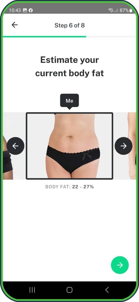 8Fit Workouts Step 6 - Estimate your current body fat