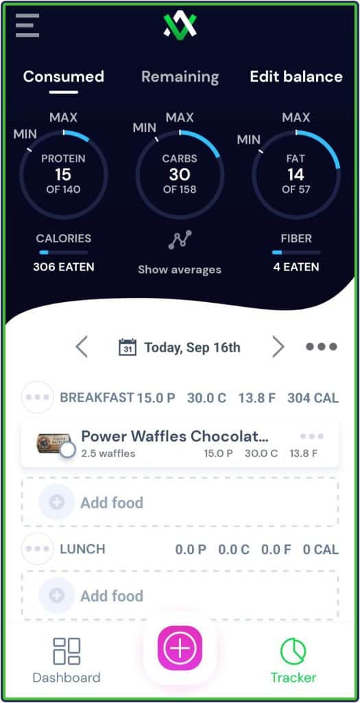 Avatar app - adjusting carb and calorie based on activity level