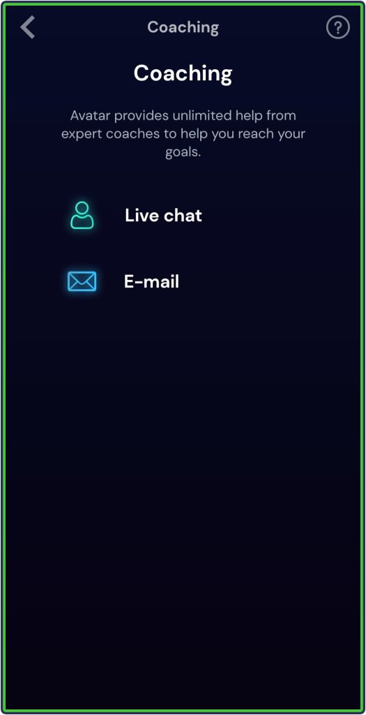 Avatar app coaching