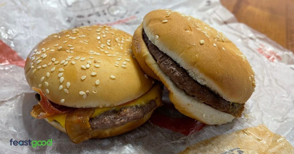 Burger King Cutting Meal #2: Bacon Cheeseburger With Hamburger (590 Calories)