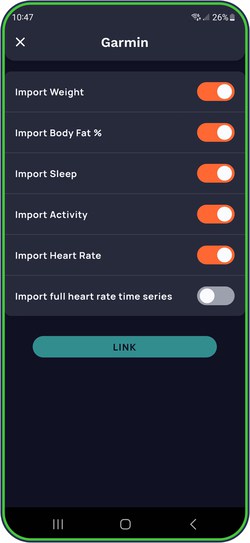 Cronometer sync with Garmin