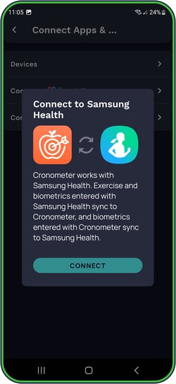 Cronometer sync with samsung health