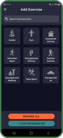 Cronometer track exercise