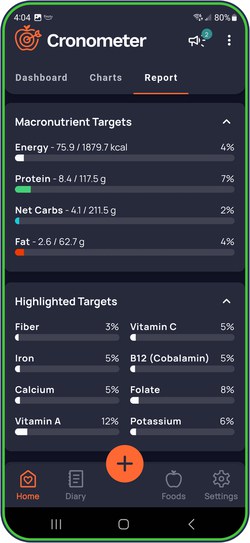 Cronometer track macros