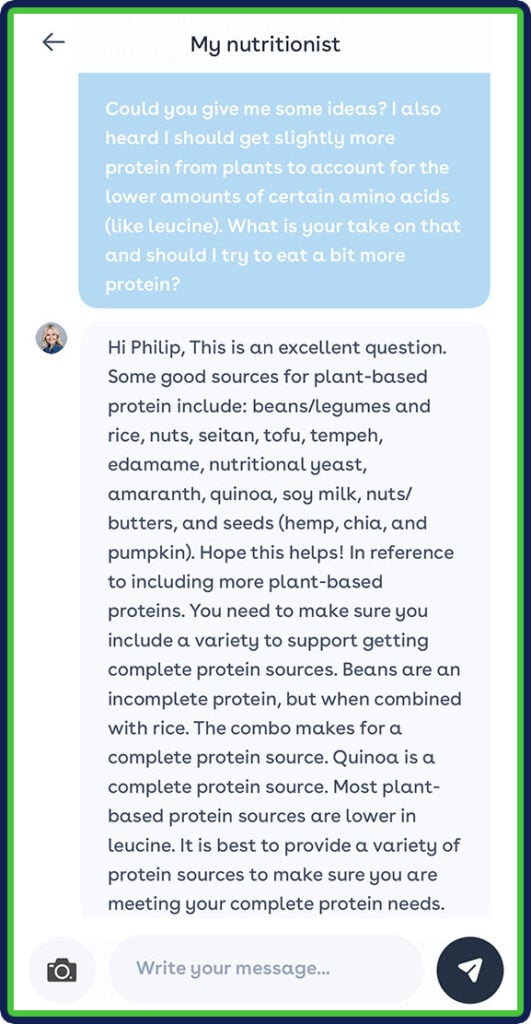 Foodvisor - nutritionist replied