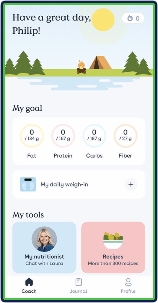 Foodvisor - Macronutrients nutritional targets displayed