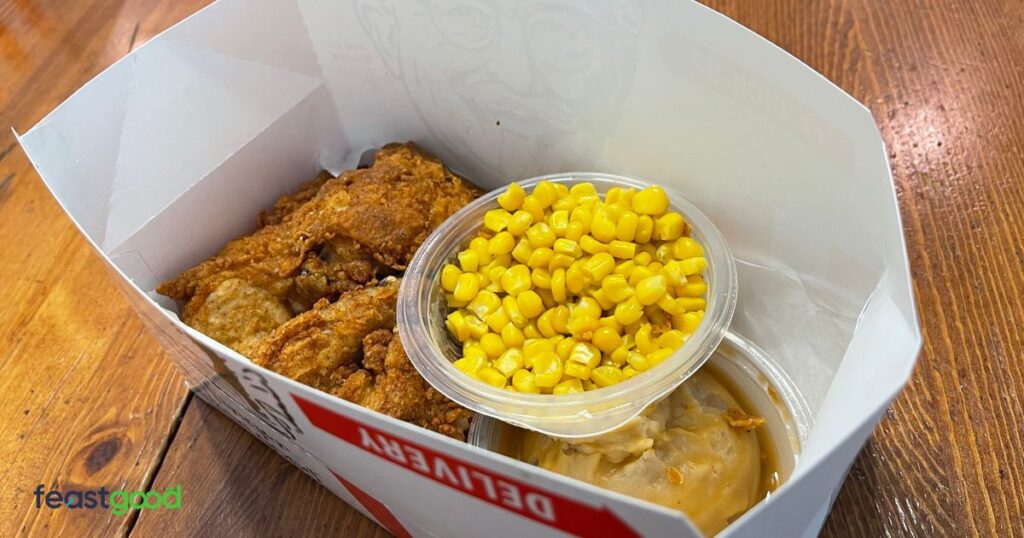 KFC Bulking Meal #2: Three-Piece Chicken Combo With BBQ Baked Beans & Corn (870 Calories)