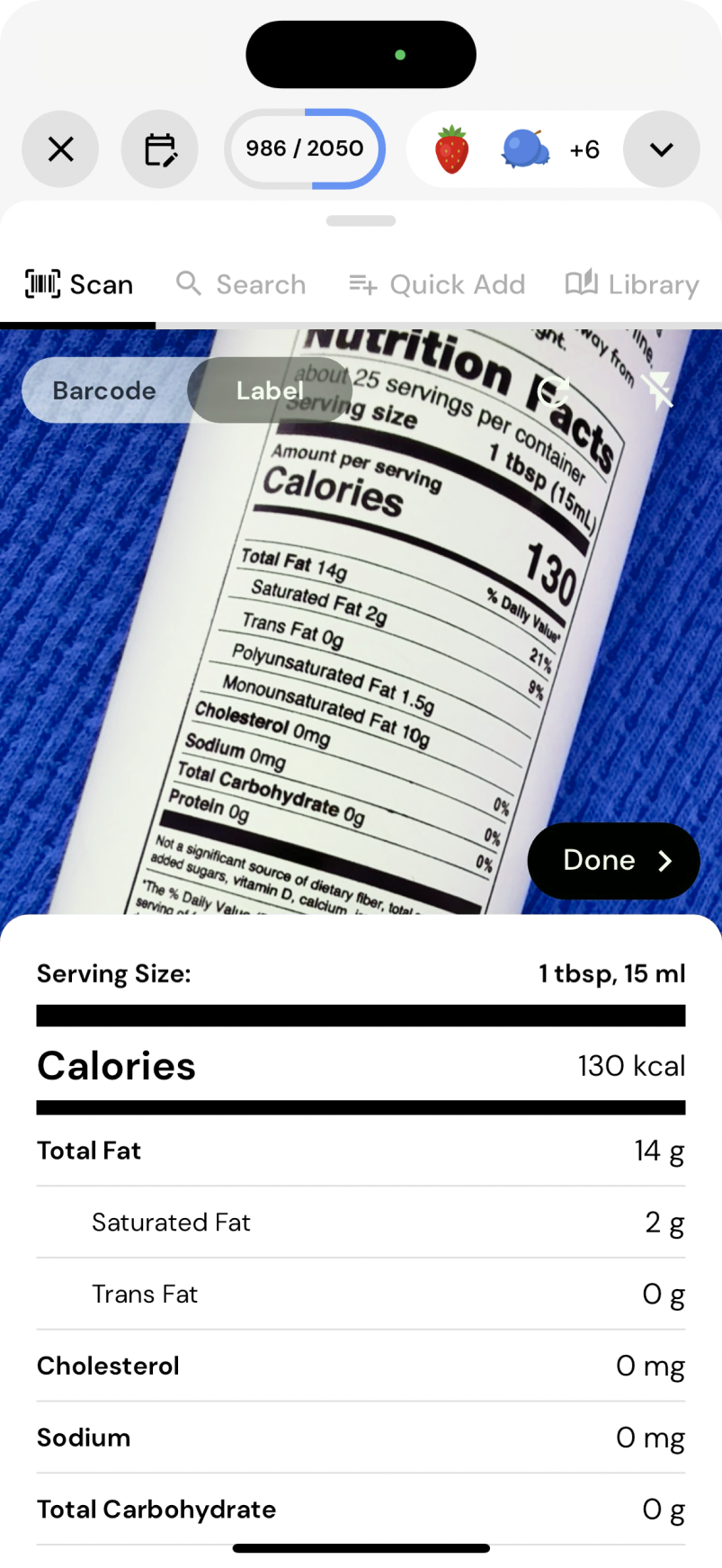 Label scanner real time detection