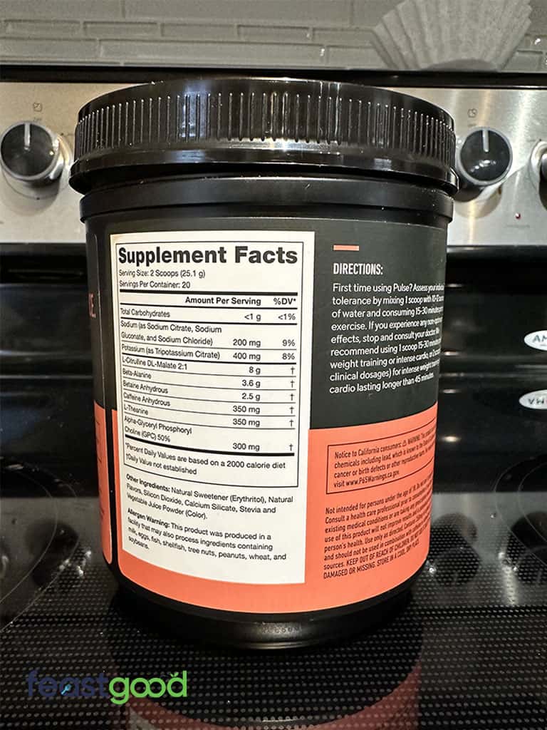 Legion Pulse Pre Workout Ingredients