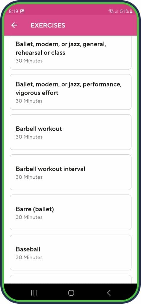 Lifesum exercises