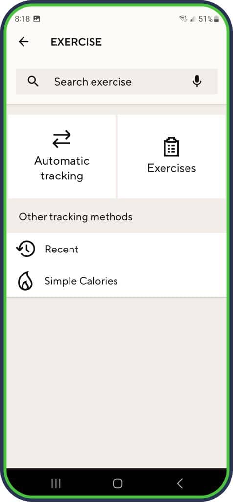 Lifesum track exercise