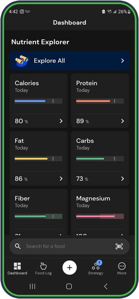 MacroFactor App nutrient explorer