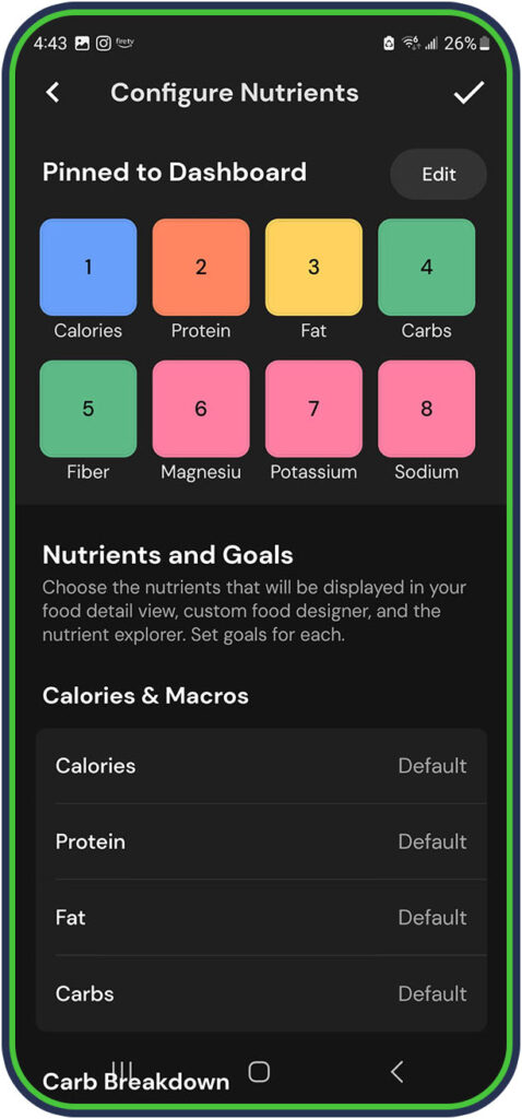 MacroFactor macronutrient distribution