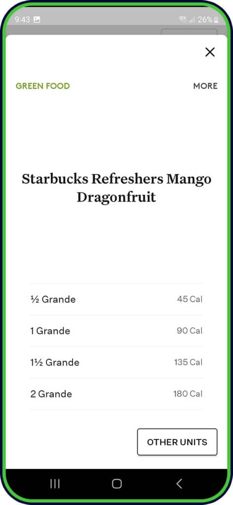 Mango Dragonfruit Starbucks Refresher - Noom green food