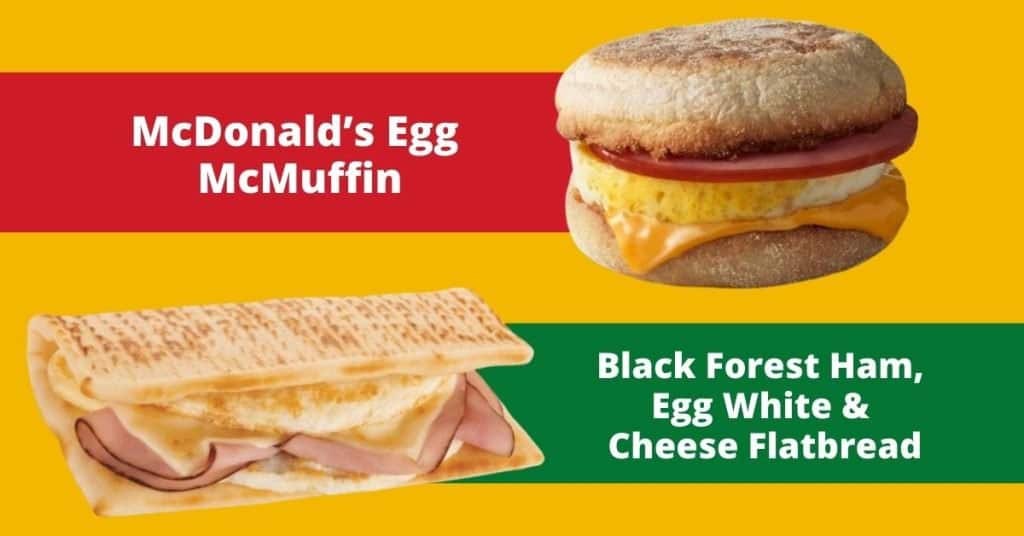 McDonald’s egg McMuffin vs. Subway 6” black forest ham, egg white & cheese flatbread