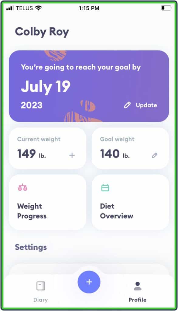 My Diet Coach - reach goal date