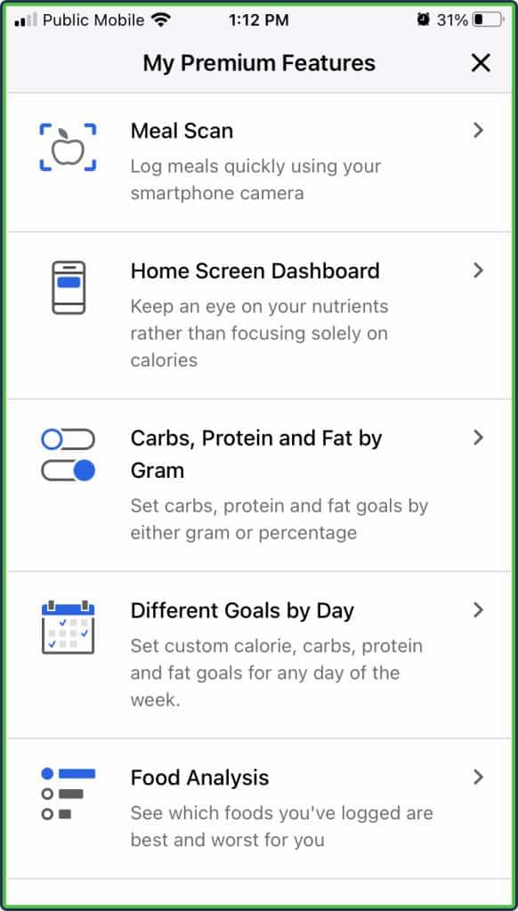 MyFitnessPal premium features mobile app