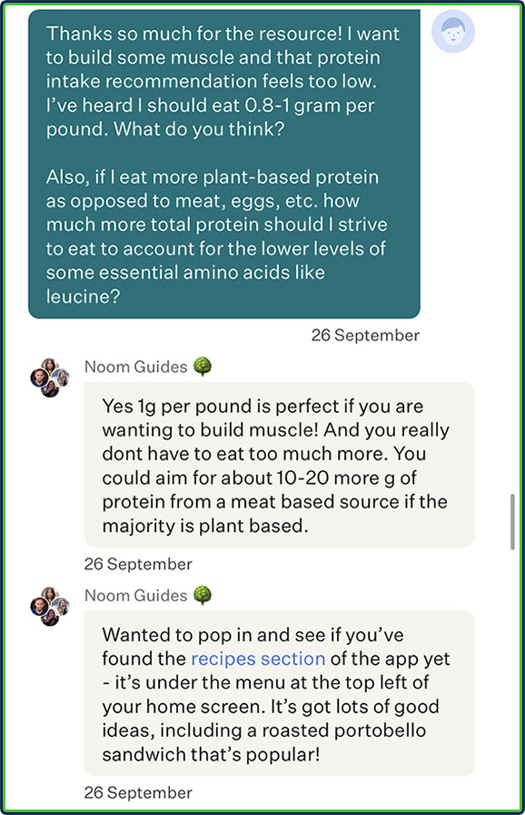 Noom Guides - protein intake: question and answer