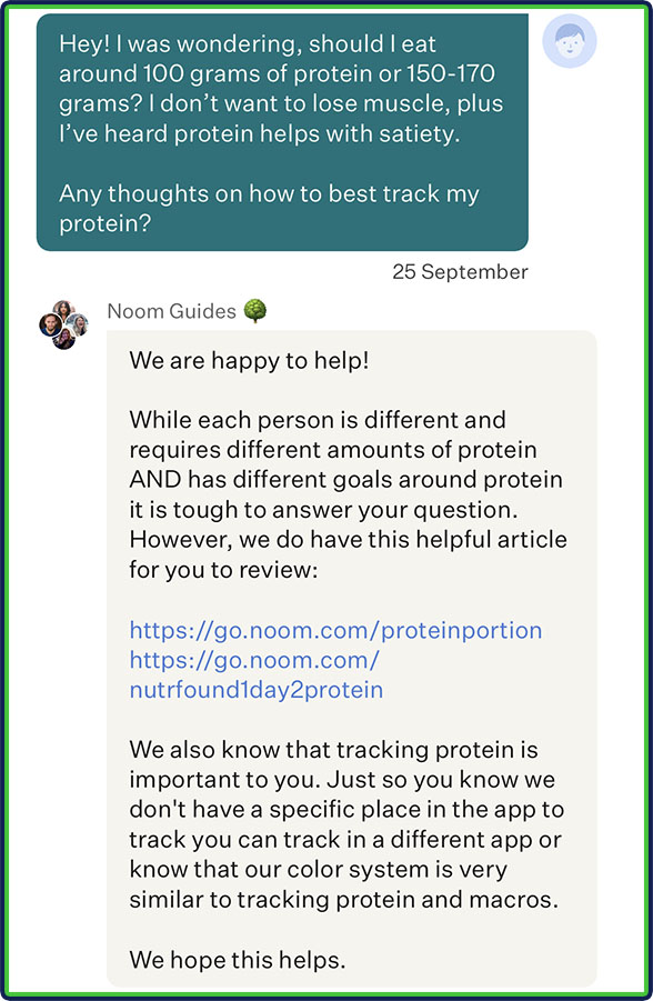 Noom Guides - protein intake: question and answer