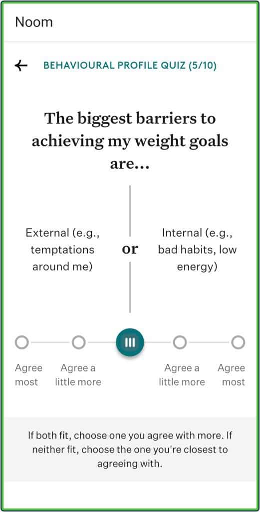 Noom behavioral profile quiz (5/10)