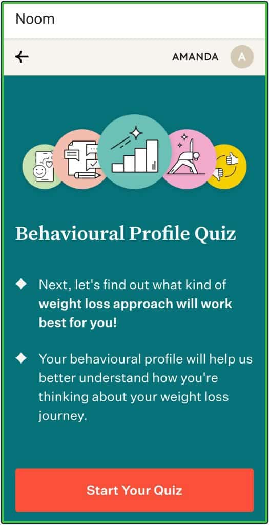 Noom behavioral profile quiz (start your quiz)