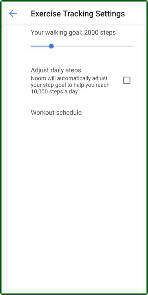 Noom tracking settings