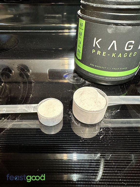 Pre-Kaged (29g+) compares to MyProtein whey isolate (25g) scoop