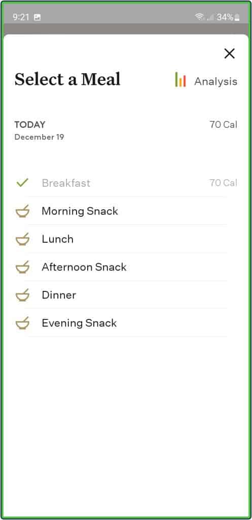 Noom - Select a meal