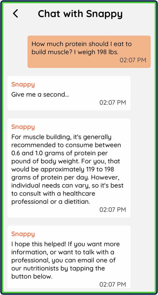 SnapCalorie: Chat with Snappy