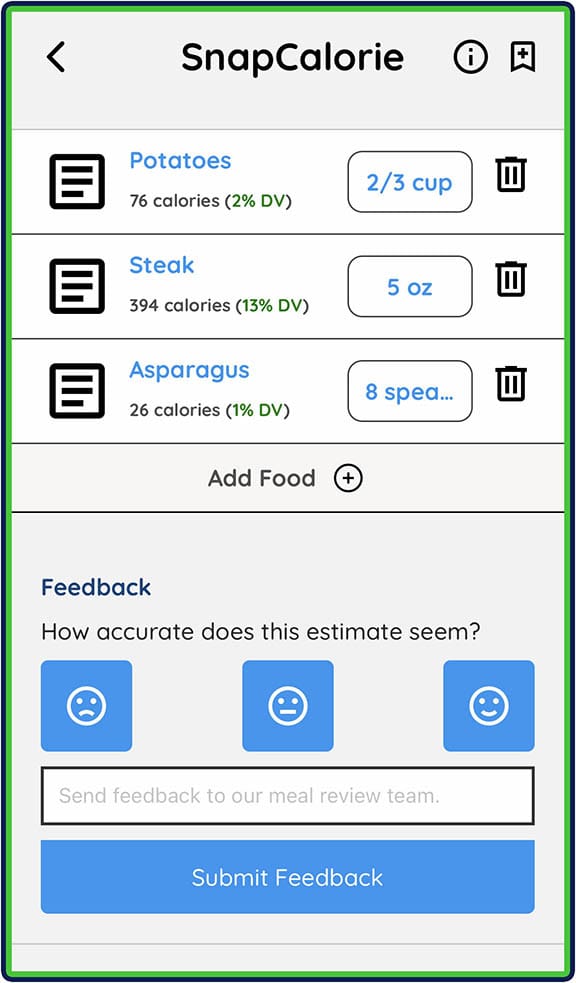 SnapCalorie: Food database - add or remove foods