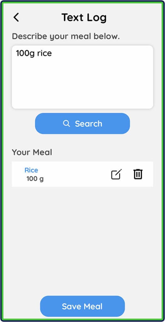 SnapCalorie: Text log