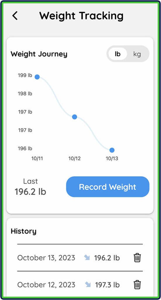 SnapCalorie: Weight tracking