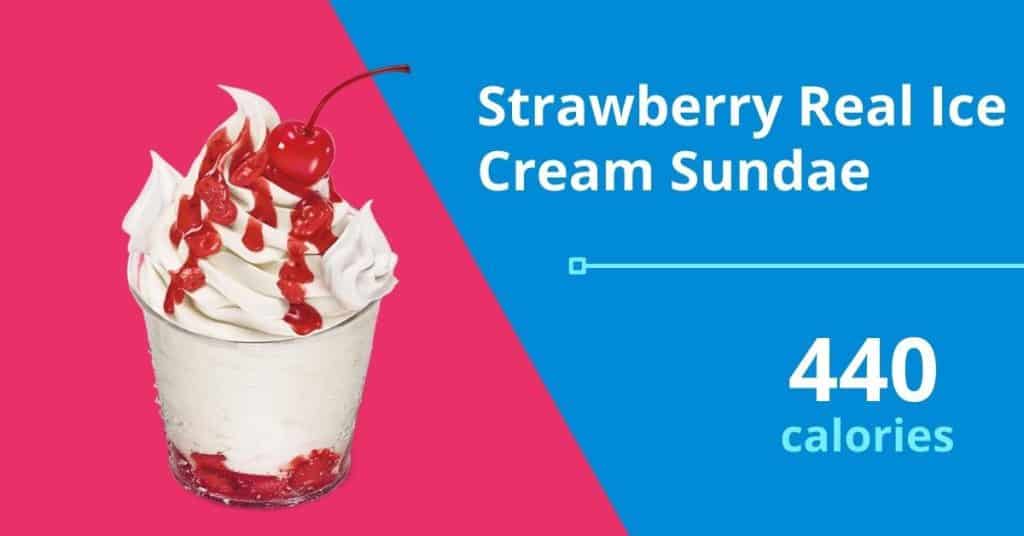 Strawberry Real Ice Cream Sundae, 440 calories