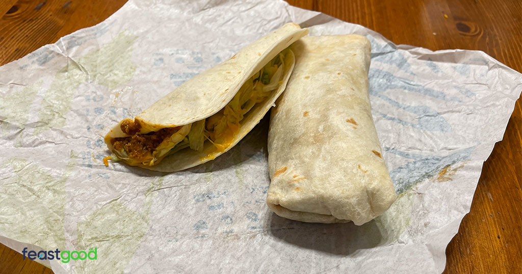 Taco Bell Cutting Meal #2: Chicken Burrito Supreme® + Soft Beef Taco (600 Calories)