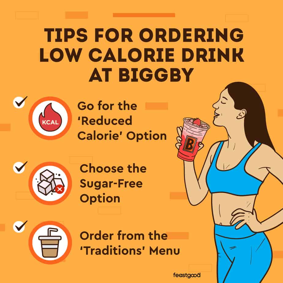 Tips for ordering low calorie drink at Biggby 