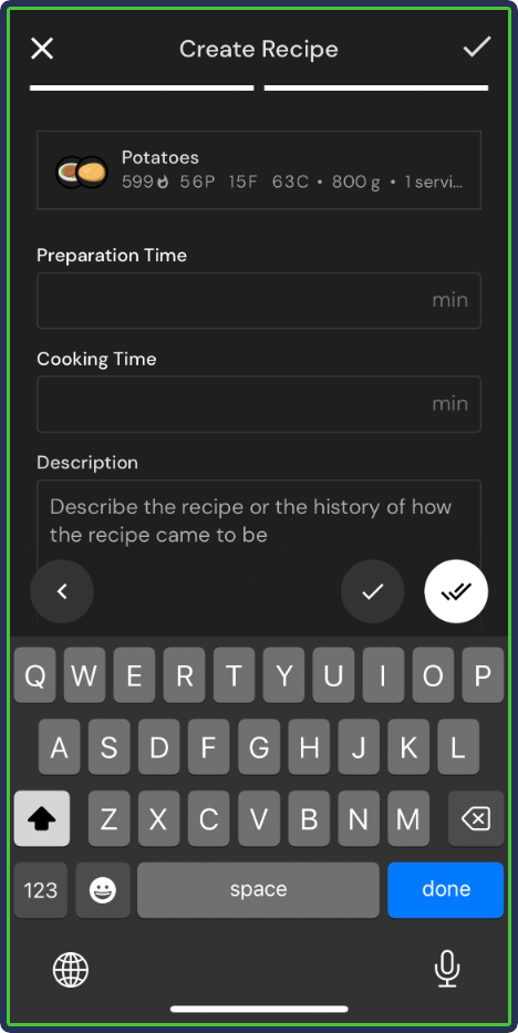 MacroFactor: Recipe log setting