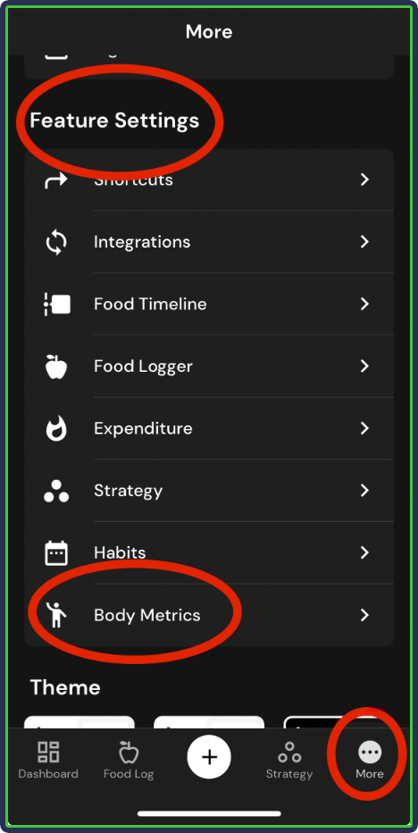 MacroFactor: Body metrics