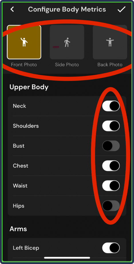 MacroFactor: configure body metrics