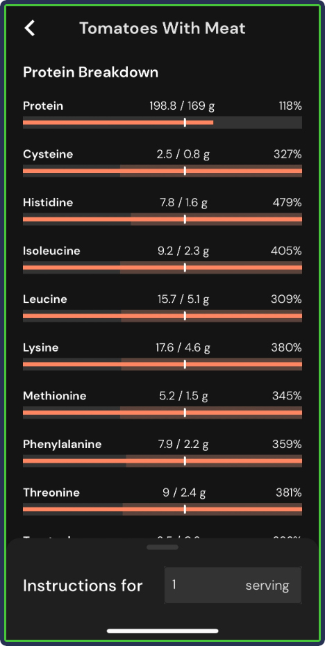 MacroFactor: Prepare Recipes - protein breakdown