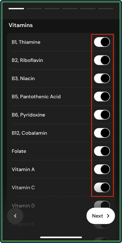 MacroFactor: Custom Micronutrient Goals - select which micronutrients you’d like to track