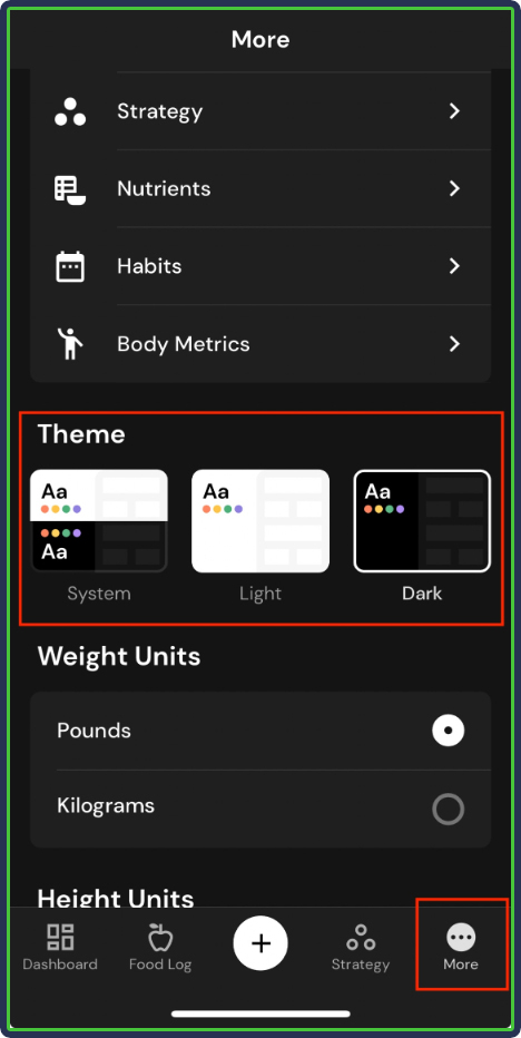 MacroFactor: Dark Mode