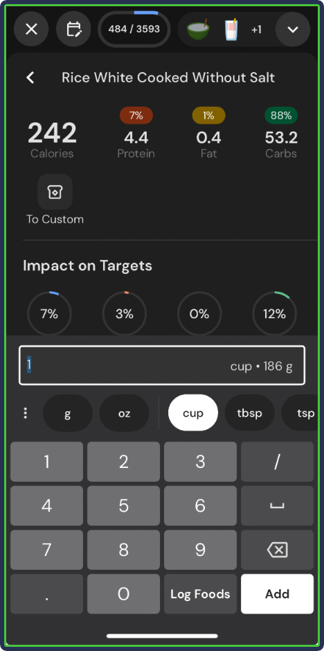 MacroFactor: Logging first meal - plate feature