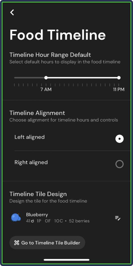 MacroFactor: Food Timeline - hour range default