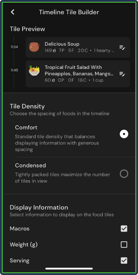 MacroFactor: Food Timeline builder