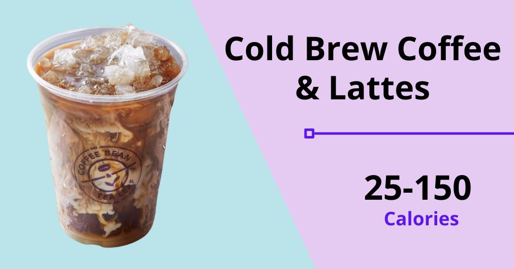 coffee bean: cold brew coffee lattes (25-150 Calories)