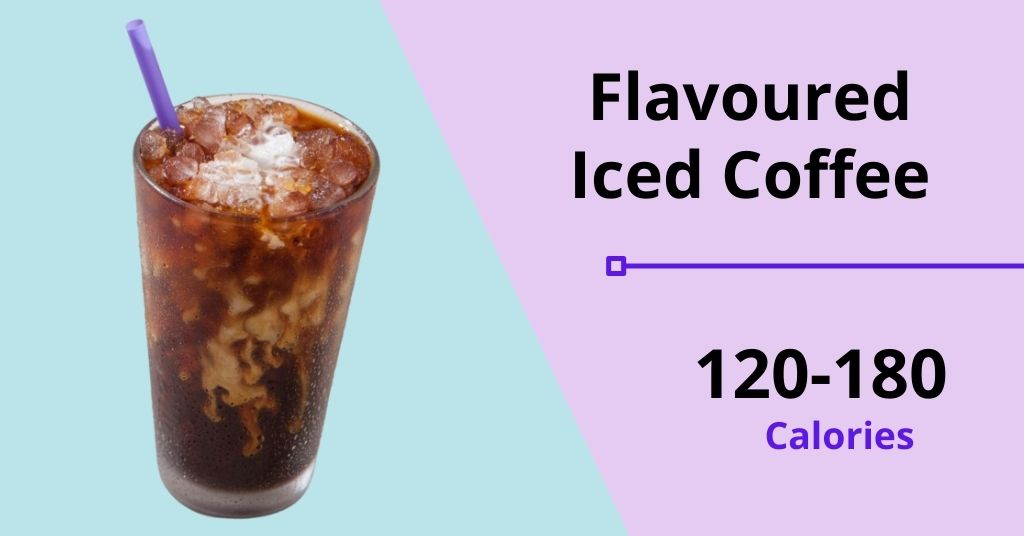 coffee bean: flavoured iced coffee (120-180 calories)