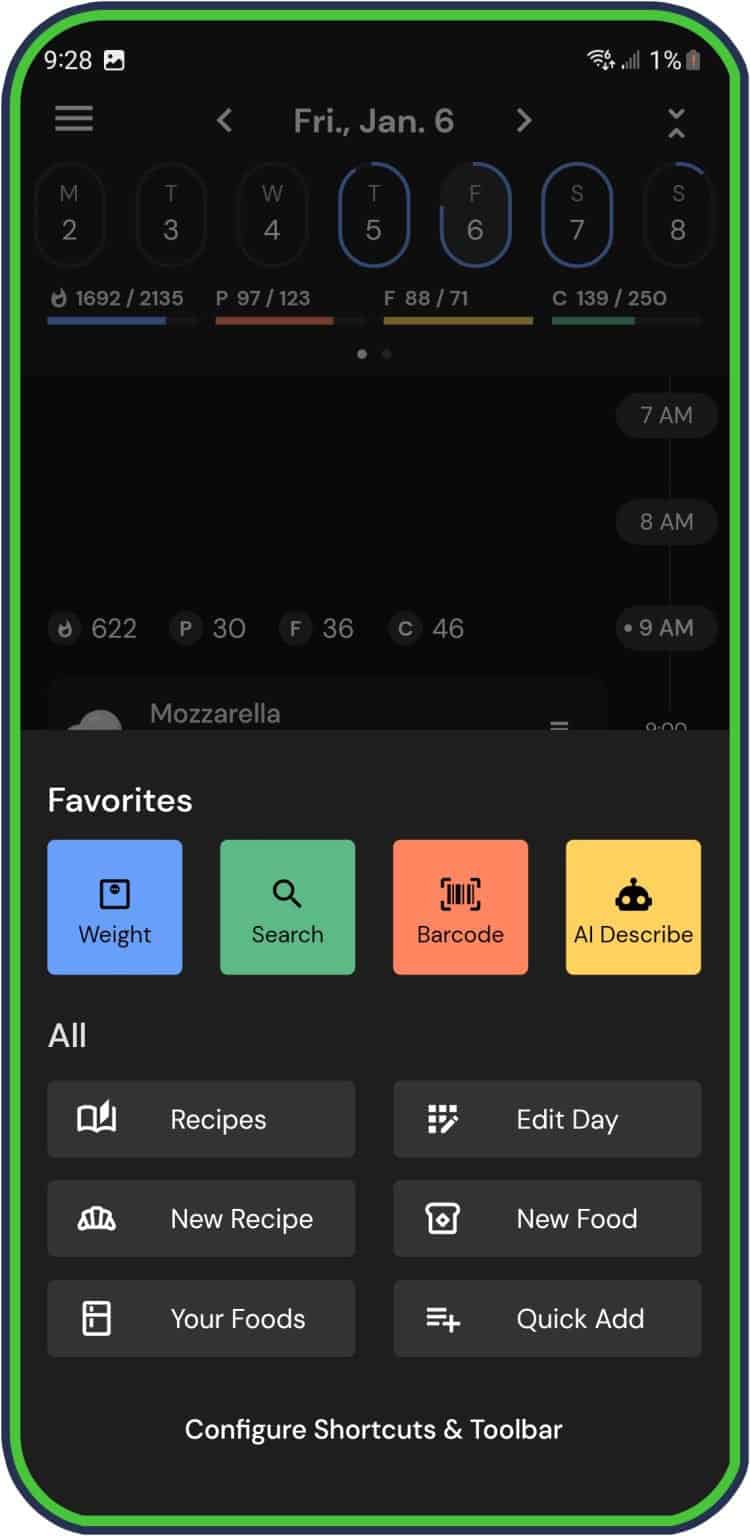 multiple inputs for logging food