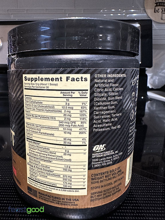 gold standard pre-workout ingredients 