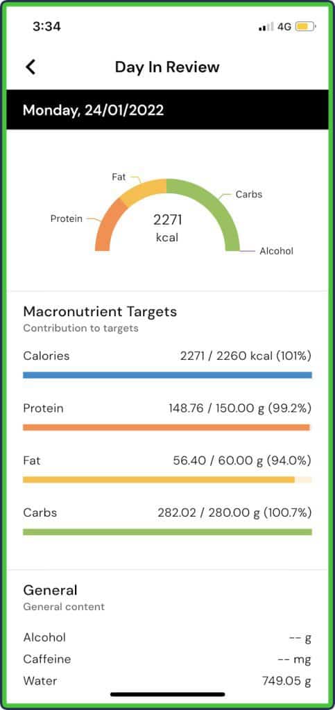 macronutrient targets tracking